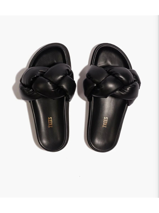 TKEES Shoes - Women's TKEES Black Padded Braided Slide Sandals Size 9